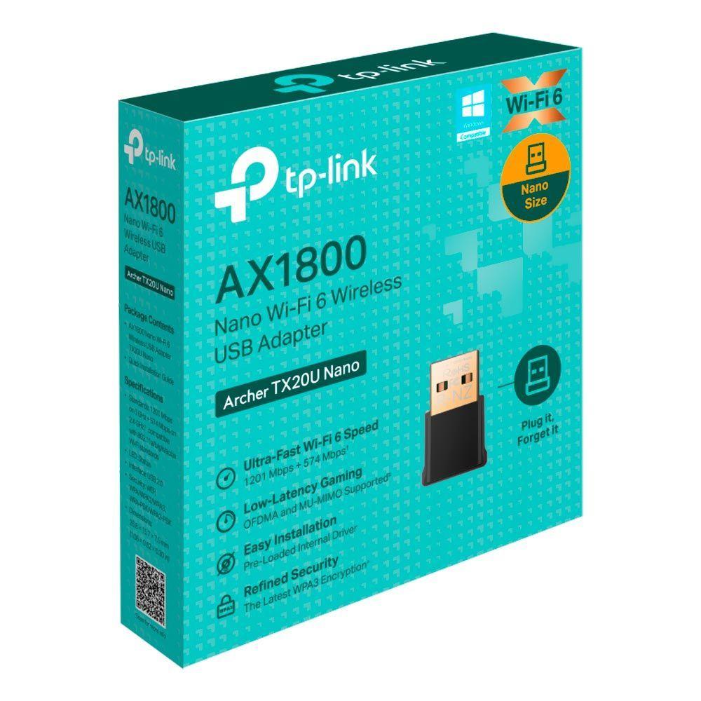 Miniatura Adaptador Wi-fi Tp-link Archer Tx20u Nano Ax1800 - 1201/574mbps - Usb - Preto