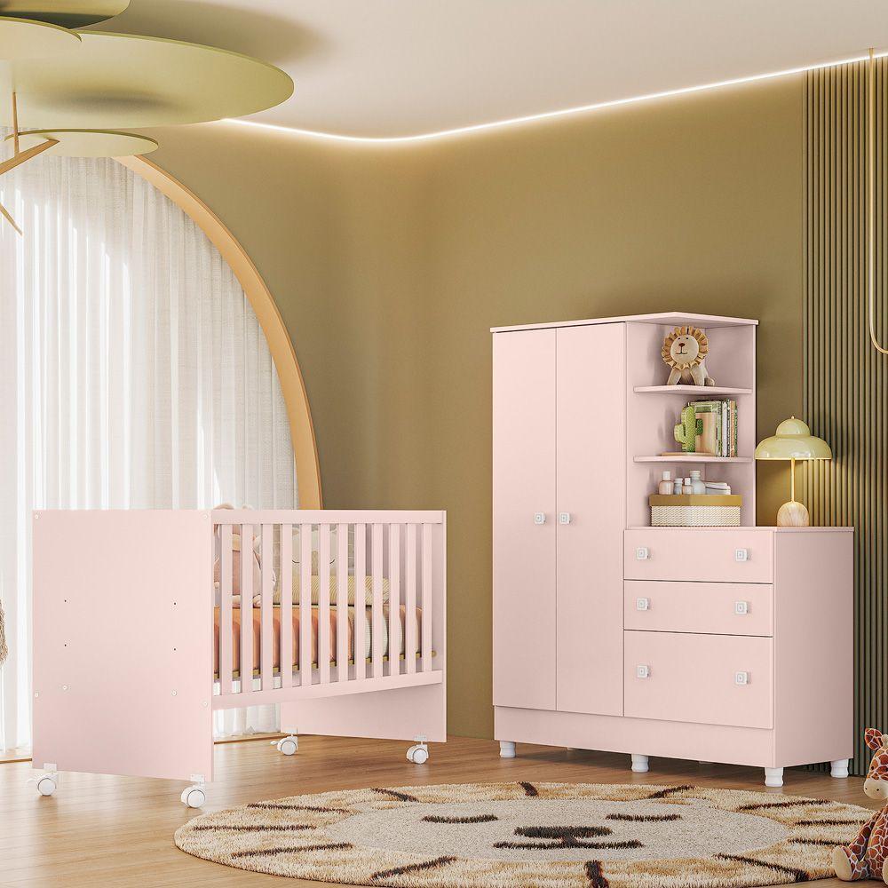 Miniatura Jogo De Quarto Infantil Gr E Cômoda E Berço 3540 Doce Sonho rosa