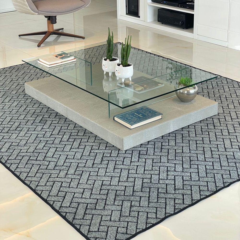 Miniatura Tapete Carpete Sala Quarto Elegante Trama 2,00 X 3,00 Cinza