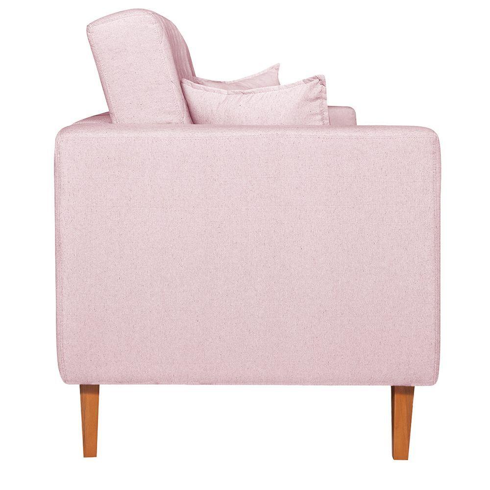 Miniatura Sofá 03 Lugares Living Ponza Suede Cor Rosa Bebê