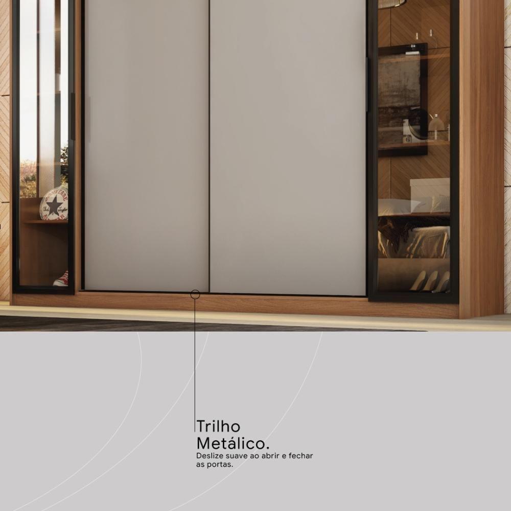 Guarda Roupa Casal 4 Portas Vidro Reflecta E 4 Gavetas Laredo Amêndola-nude Prime Tx