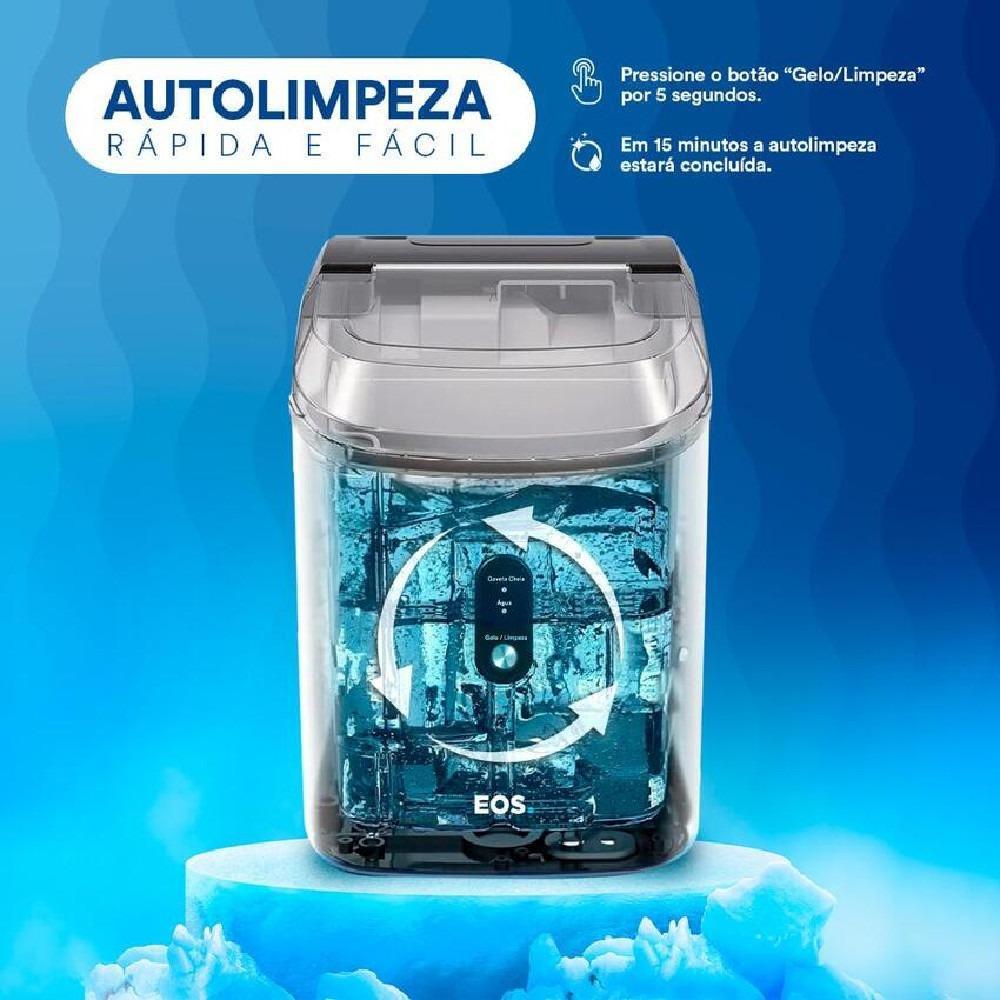 Maquina De Gelo 15 Kg Nugget Ice Titanium Preta - Emg05 Eos