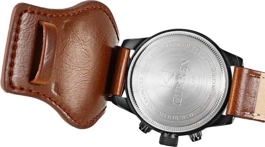 Miniatura Relógio Masculino Curren 8225 Marrom Bracelete Couro