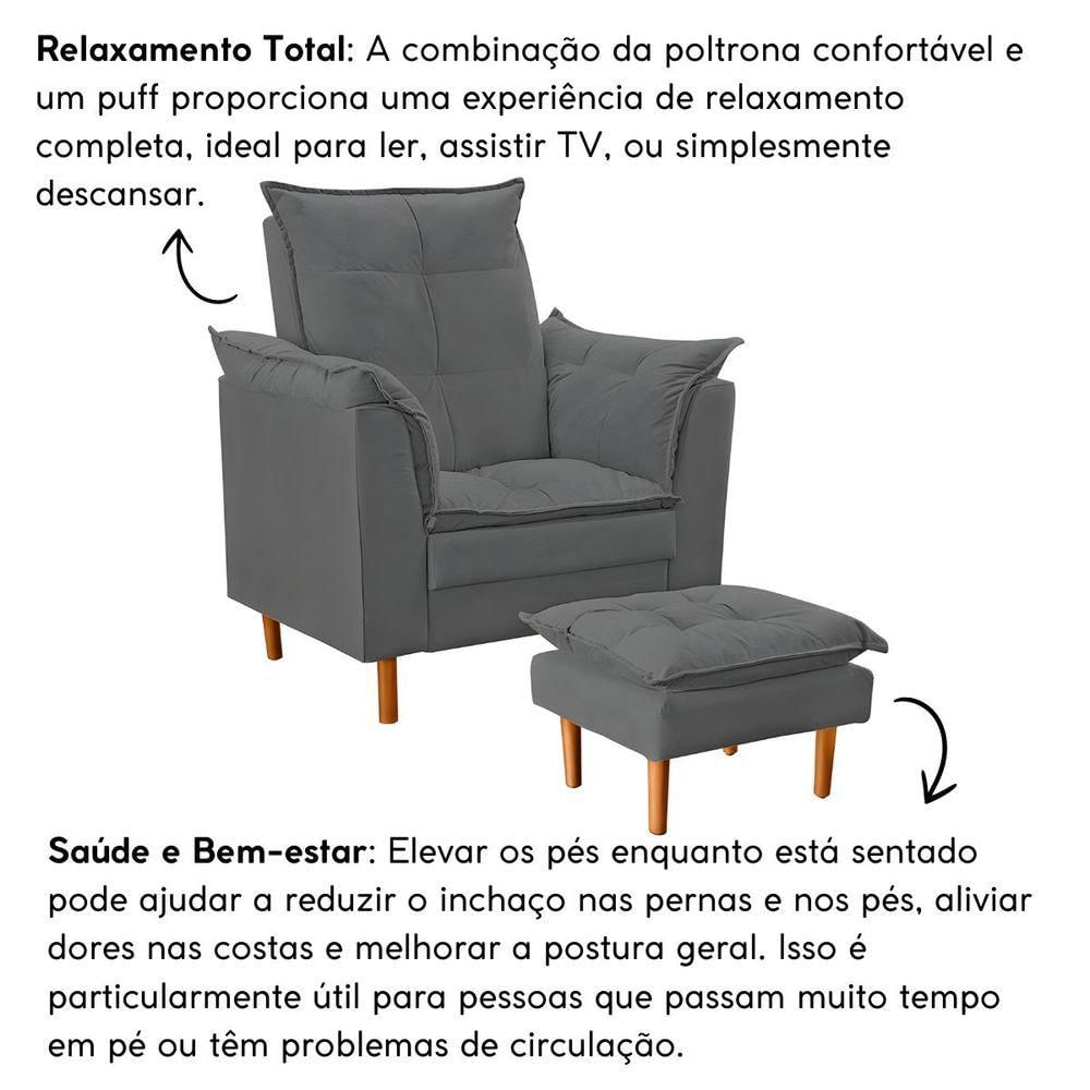 Poltrona Decorativa Sala De Estar Quarto Leitura Paris Suede Cinza