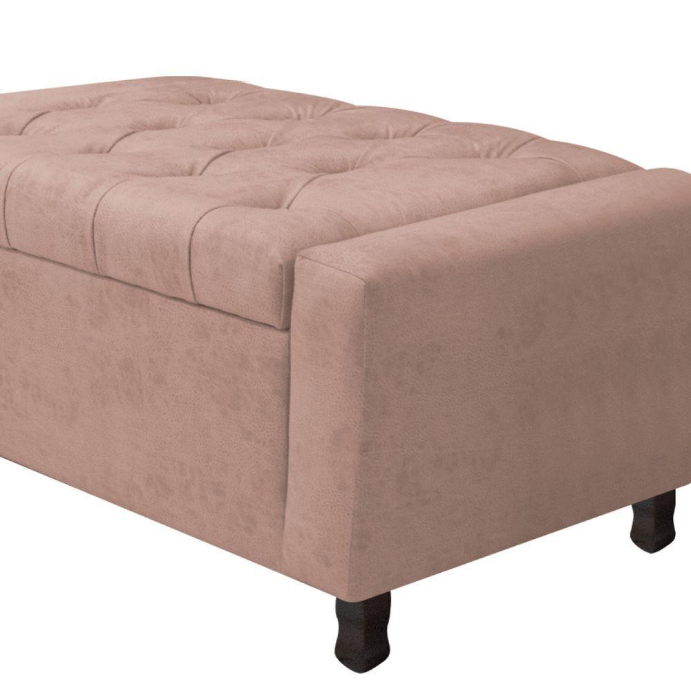 Miniatura Calçadeira Baú Queen Everest P02 160 Cm Para Cama Box Suede - Amarena Móveis Rosê