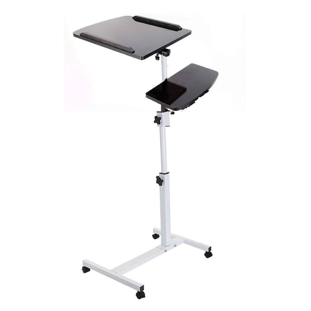 Miniatura Mesa Notebook Dupla Articulada Mesinha Altura Ajustavel Suporte Computador Jantar Com Rodinhas