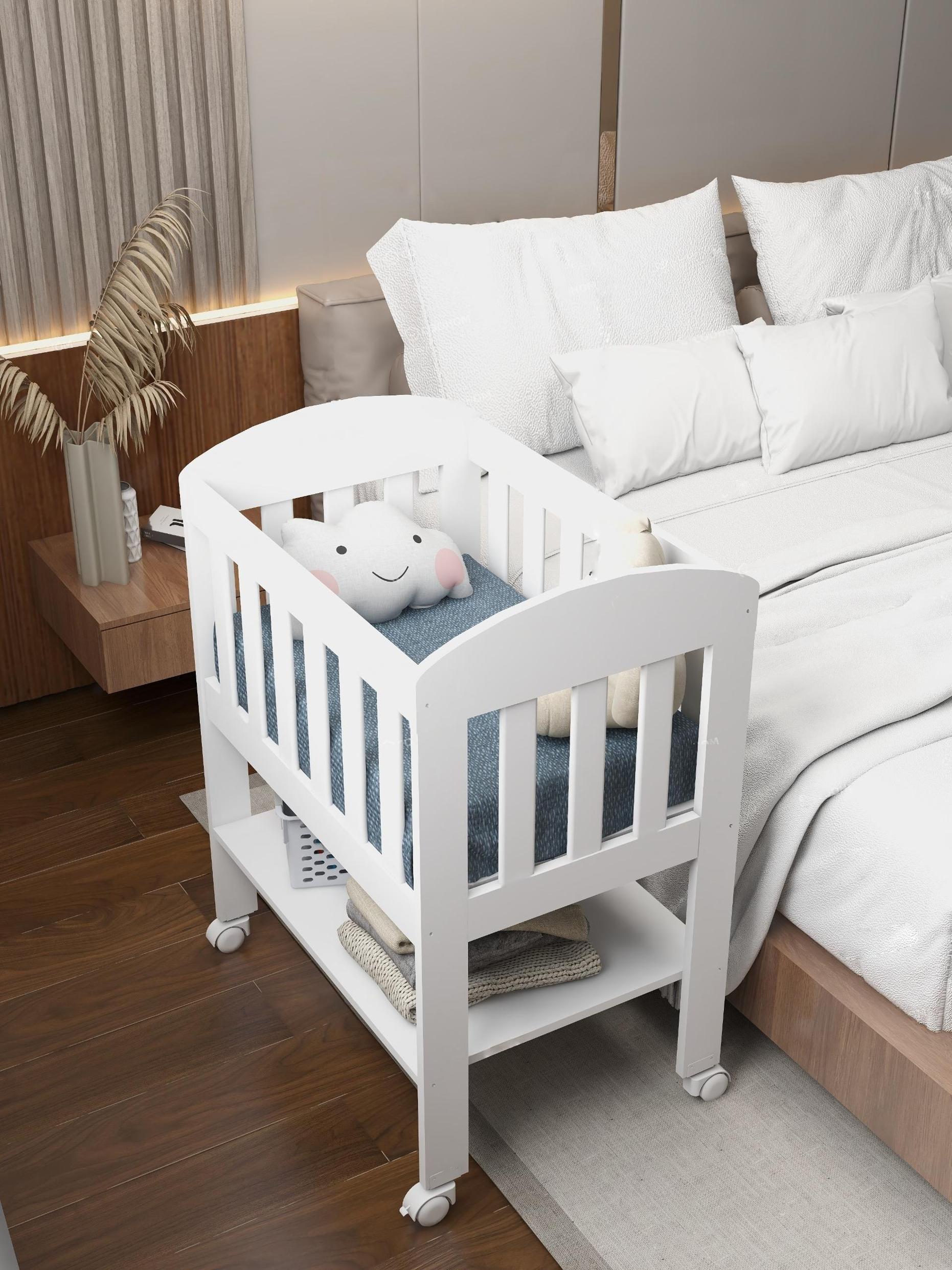 Mini Berço Portátil Bebê Com Colchão E Rodinha Carolina Baby