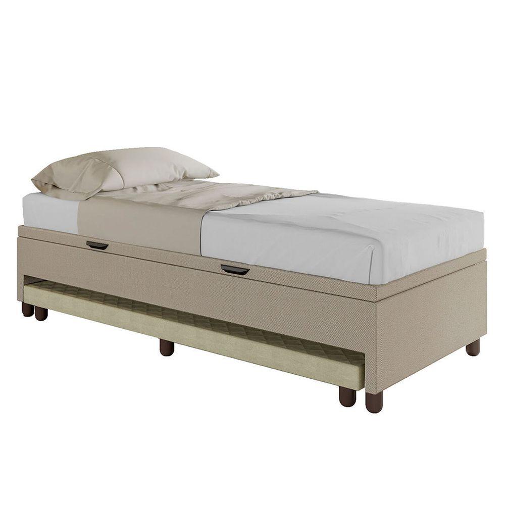 Miniatura Bicama Casal Box Com Baú 138x188cm Samy S05 Linho Bege - Mpozenato