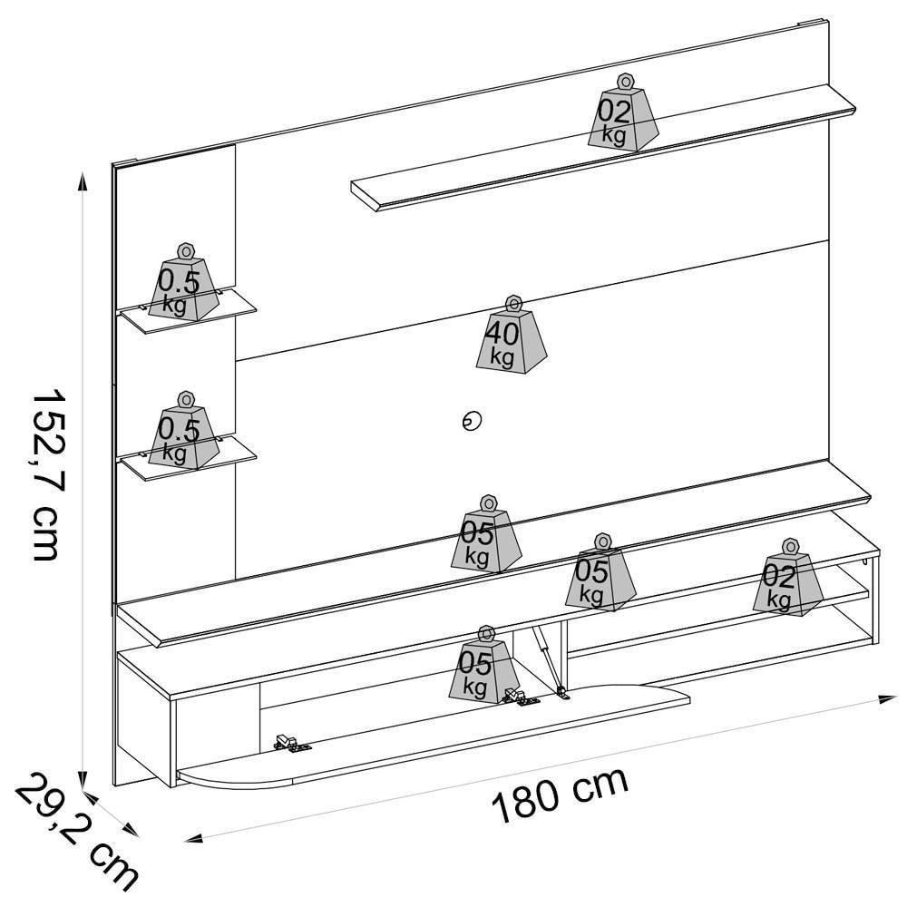 Miniatura Painel Suspenso Tv 60 Pol 180 Cm 27380 Freijo Cinza Urbano Dj Moveis Freijo Cinza Urbano