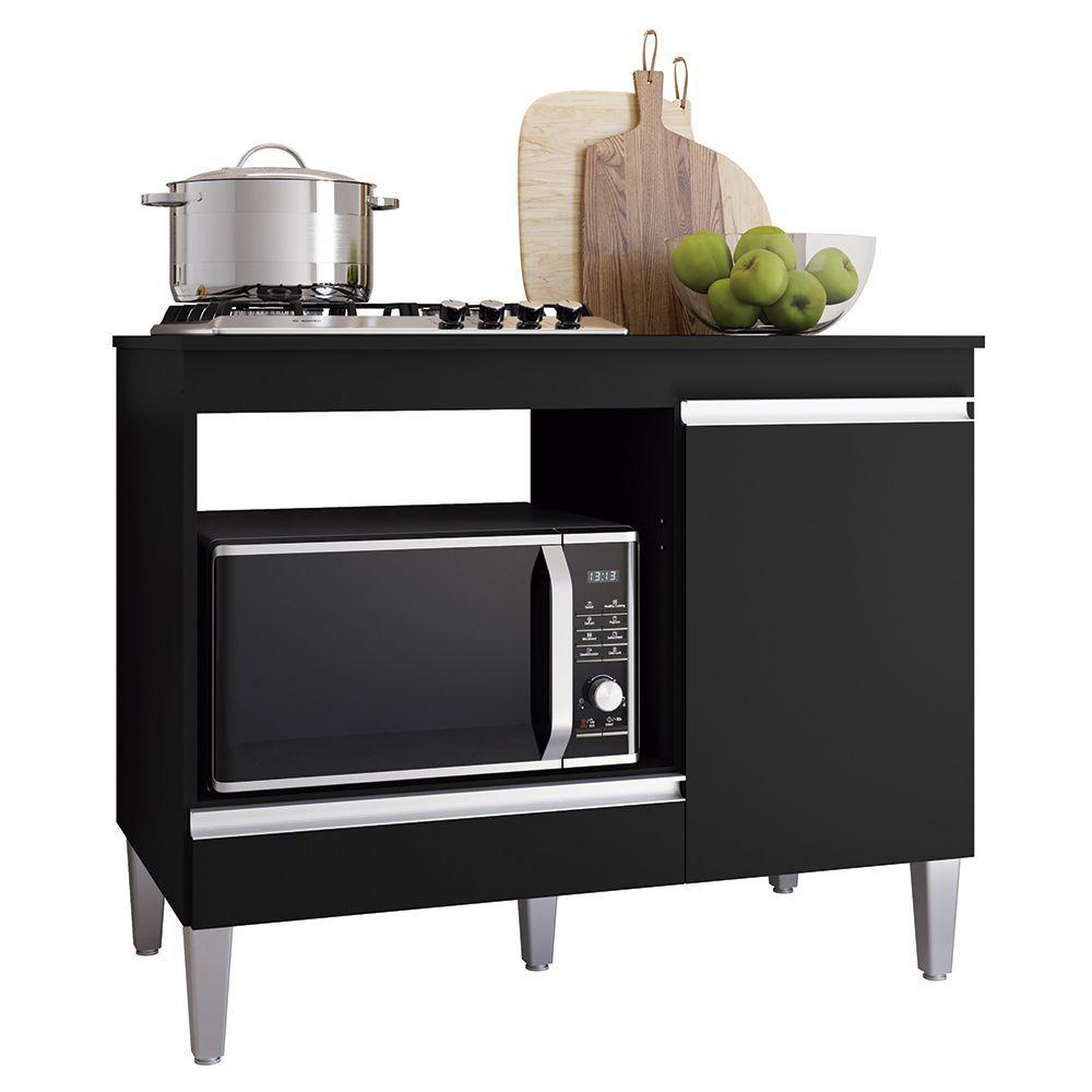 Miniatura Balcão De Cozinha Para Cooktop E Forno Microondas Carla Preto - Ajl Móveis