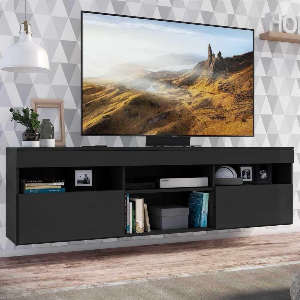 Rack Suspenso Para Tv Até 65´´ Fg3326 Com 2 Portas Preto