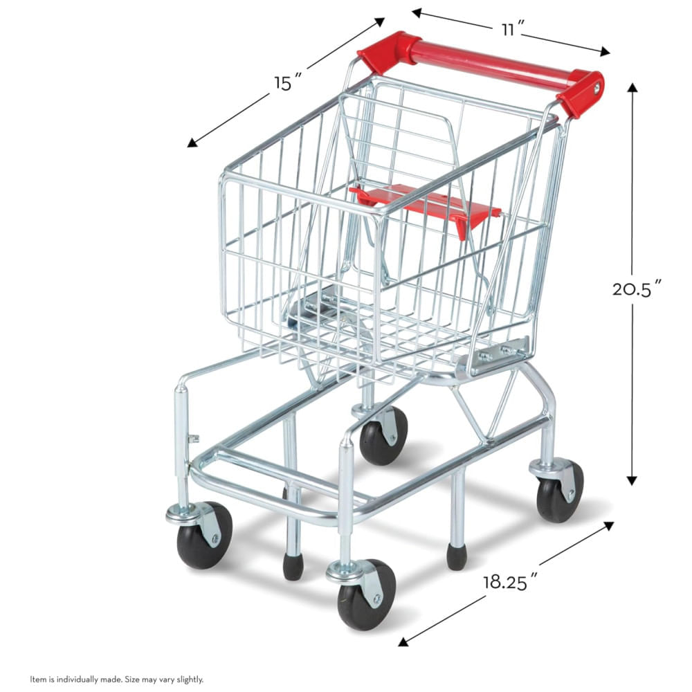 Miniatura Carrinho de Compras Infantil de Metal Resistente para Crianças Acima de 3 Anos, Melissa & Doug