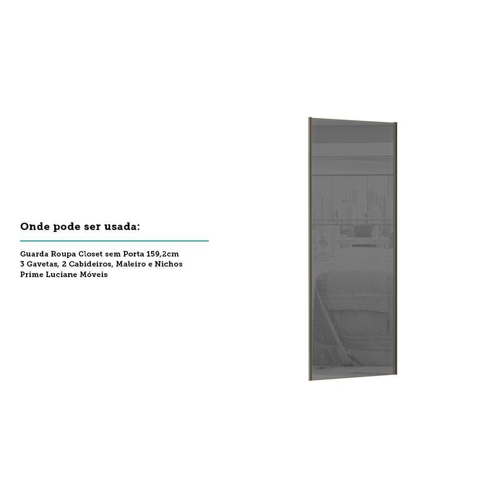 Miniatura Porta 80cm Com Vidro Prata E Puxador Inox Com Kit Ferragem