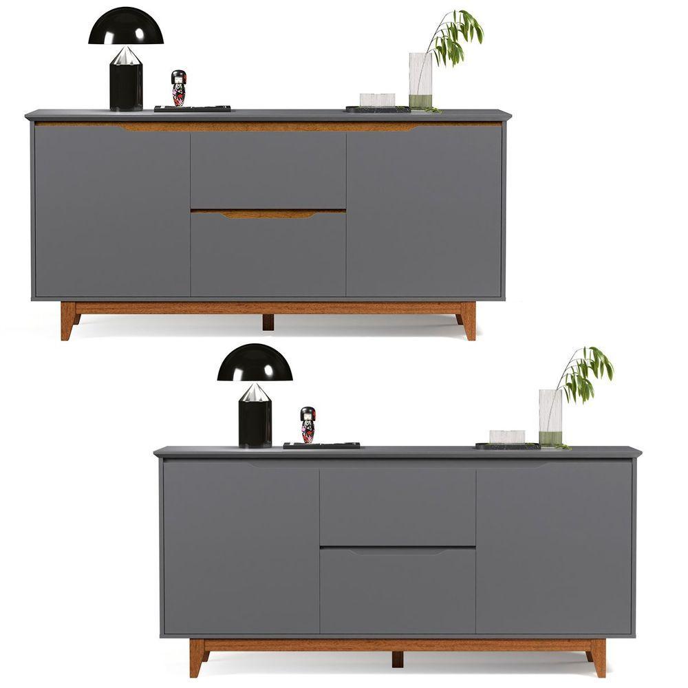 Miniatura Buffet Aparador 2 Portas E 2 Gavetas Flop Cinza