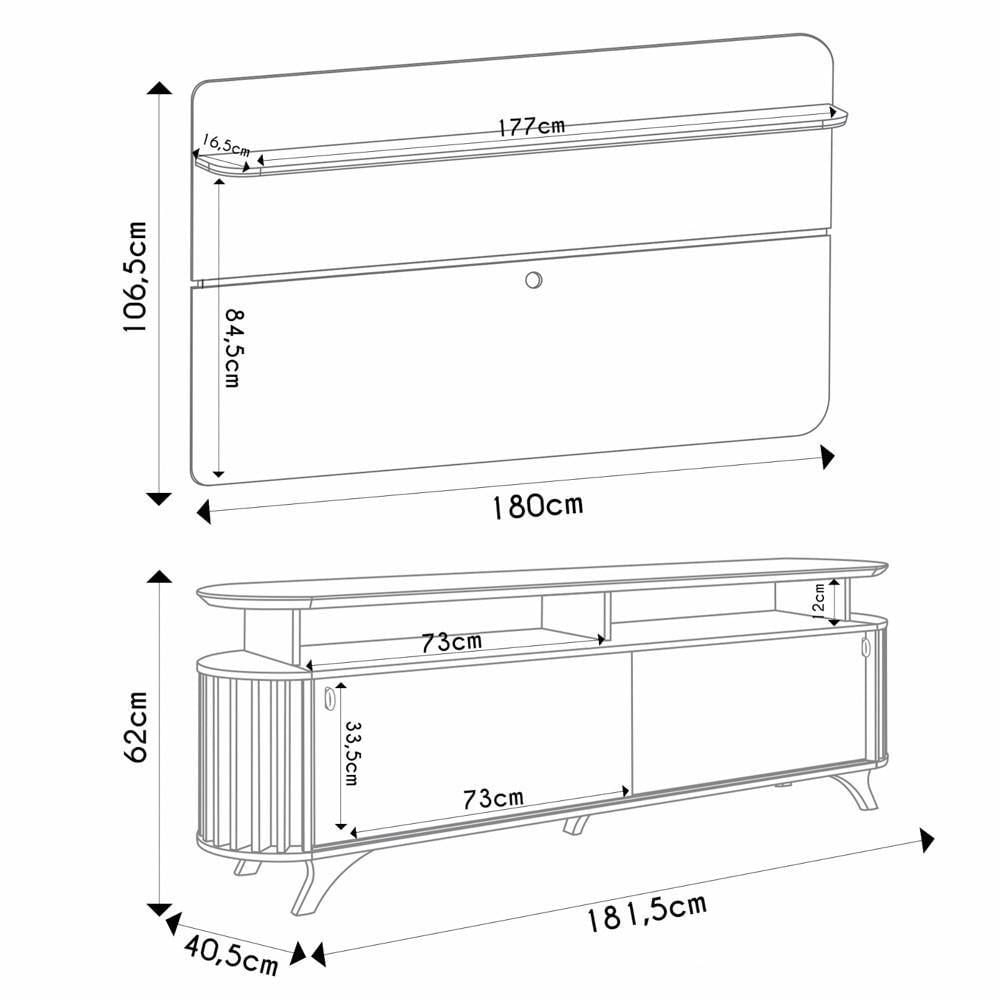 Miniatura Painel De Tv 70 Pol Hera E Bancada Elva H01 Off-cinamomo - Mpozenato