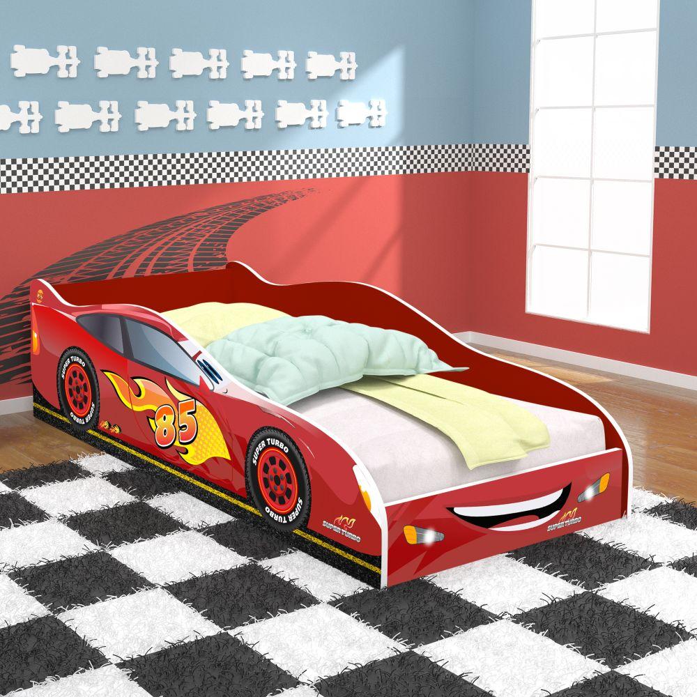 Miniatura Cama Carro Super Turbo 85 Solteiro com Colchão D20 - Vermelho - RPM Móveis