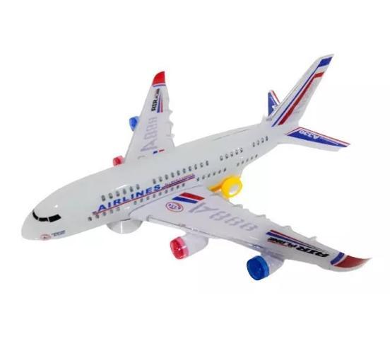 Miniatura Avião Airlines A330 Brinquedo Decorativo com Luzes e Sons