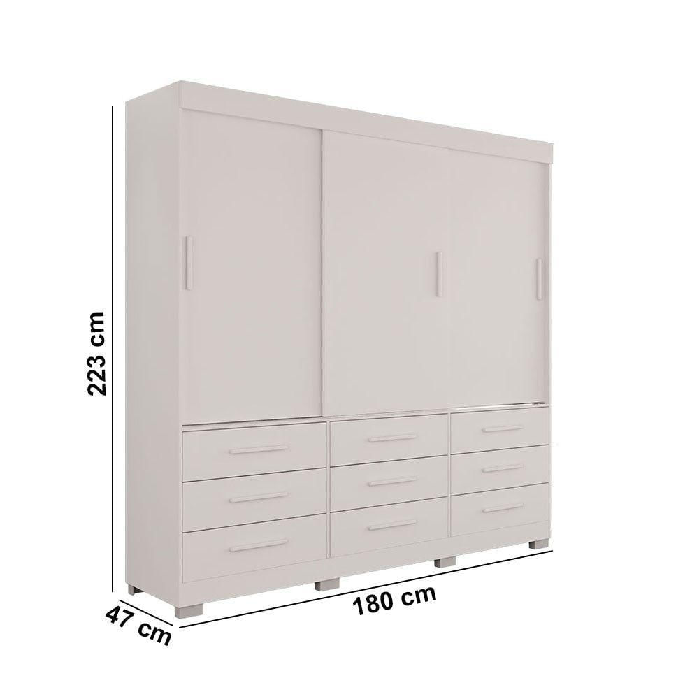 Miniatura Guarda Roupa New Star 3 Portas 9 Gavetas Sem Espelho Salleto Branco