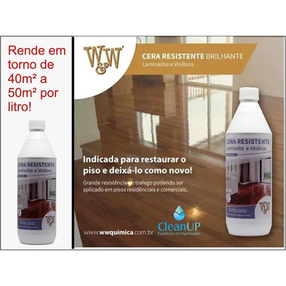 Miniatura Cera Para Piso Laminado Resistente 1L W&W + Aplicador Kit