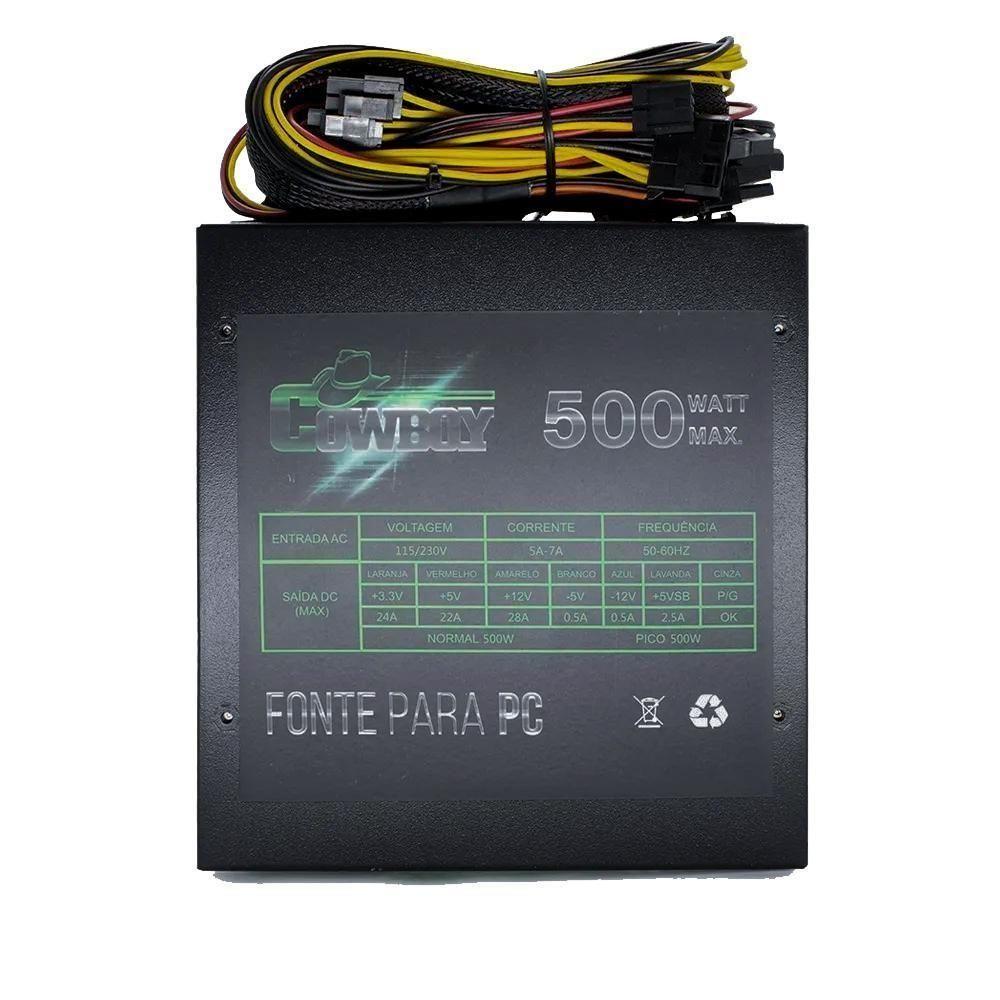 Miniatura Fonte Knup Cowboy 500w Para Pc Gamer Kp-534