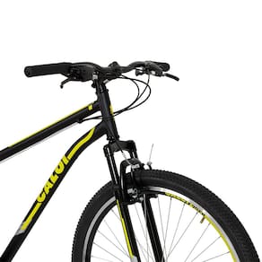 Miniatura Bicicleta Aro 29 Caloi Velox com 21 Marchas, Quadro 17" e Freio V-Break - Preto Fosco/Amarelo