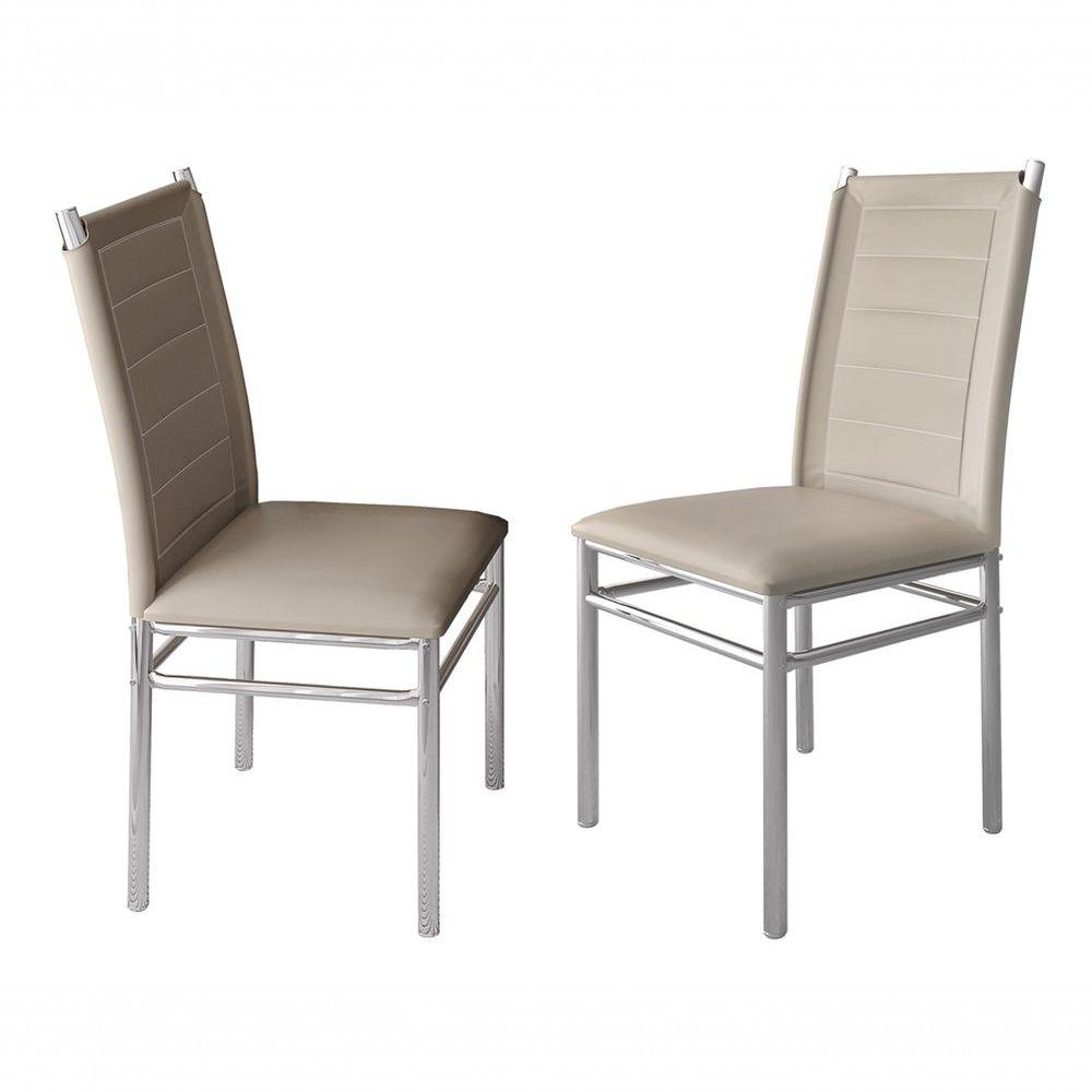 Miniatura Kit 2 Cadeiras De Jantar Mesa Cozinha Tókio Pés Aço Estofada Cor Cad.off-white_cromado