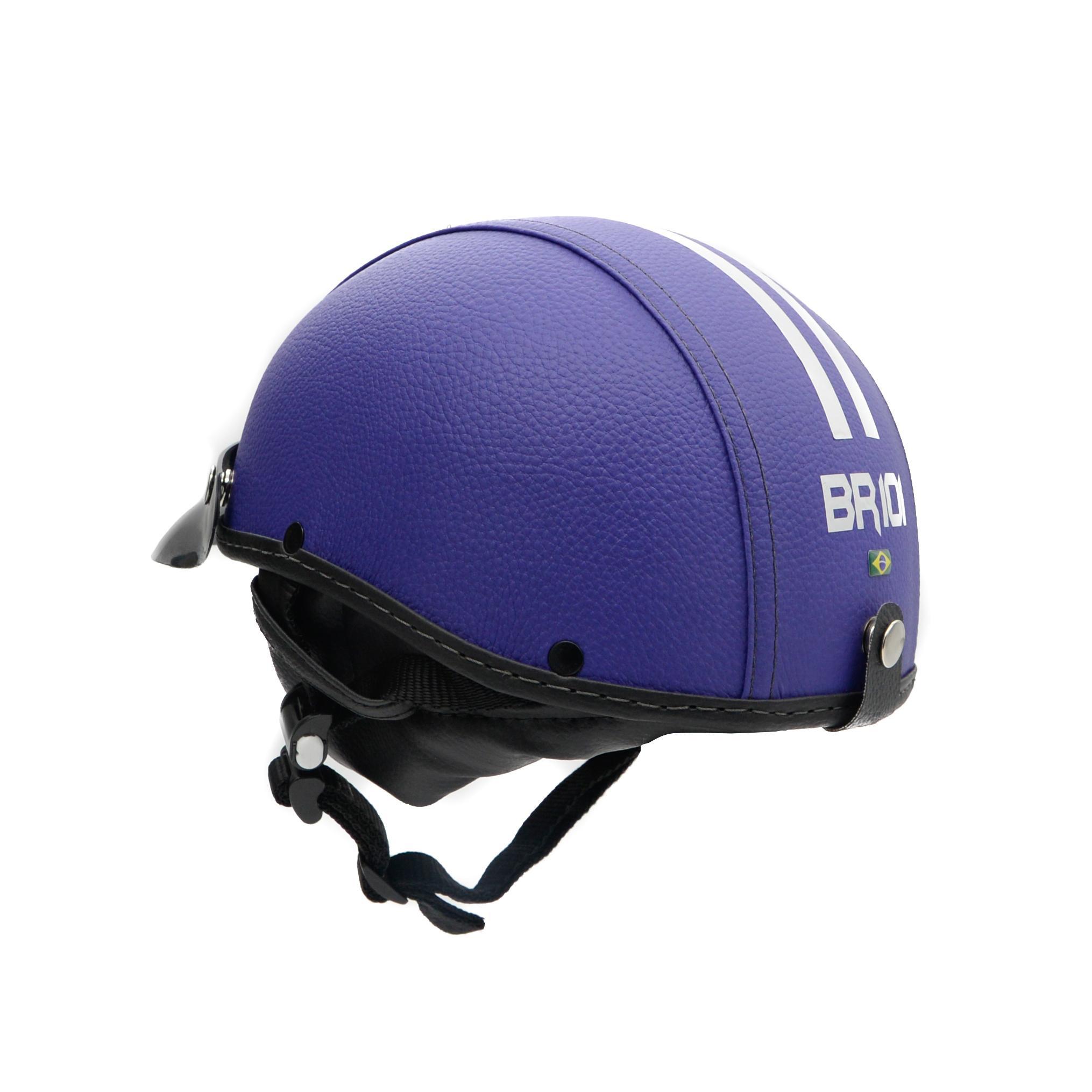 Miniatura Capacete Coquinho Scooter Moto Elétrica Bike Couro Roxo