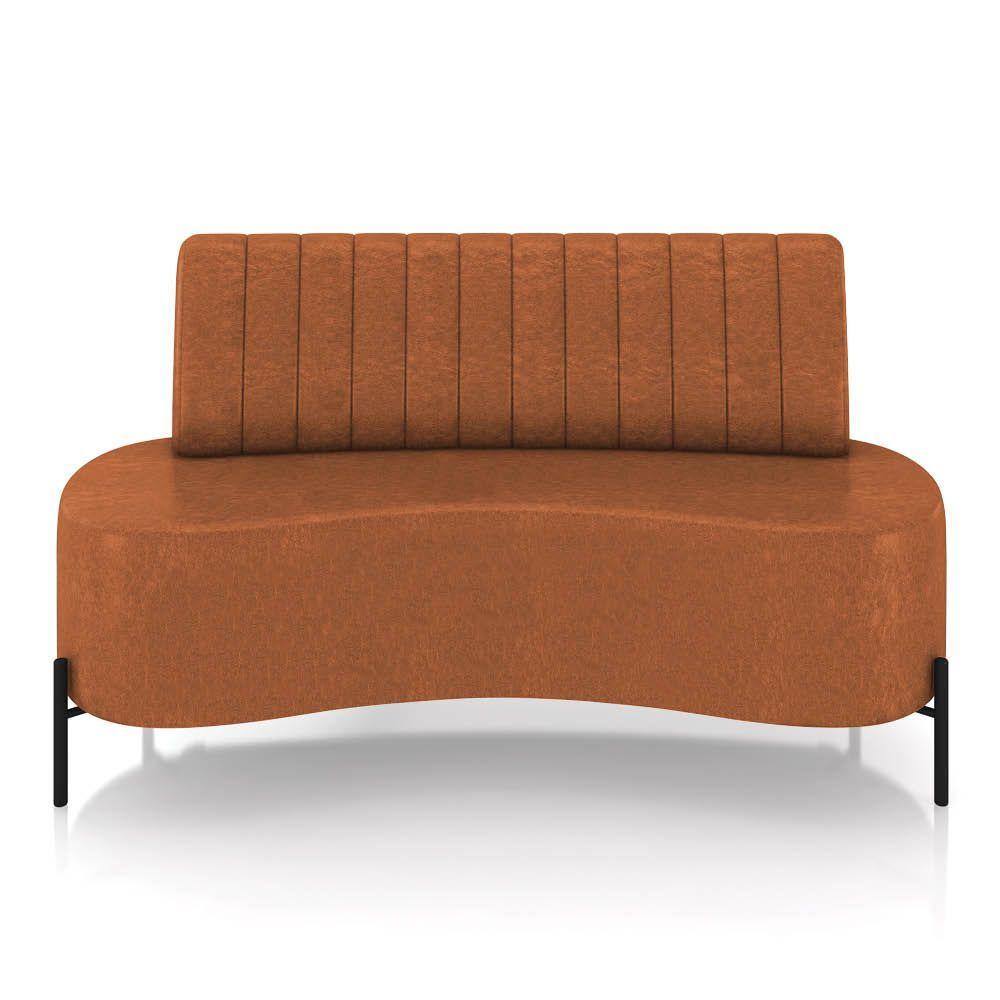 Sofá 2 Lugares Living 160cm Pé Ferro Pto Maraú Sintético Pu Nozes K01 - D\'rossi