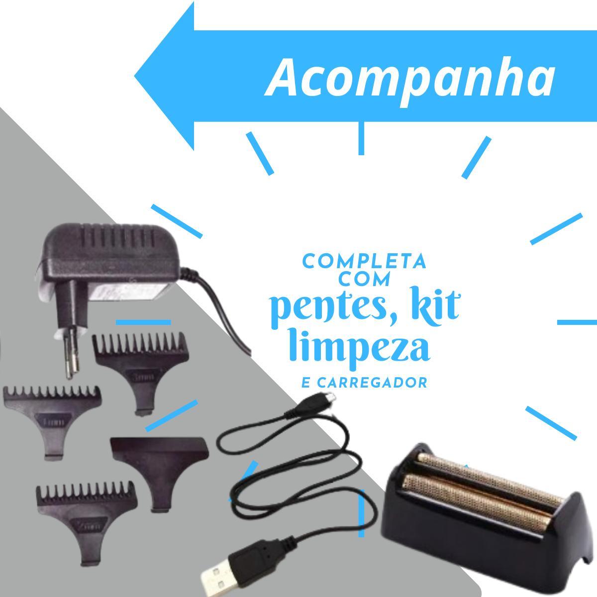 Kit Premium Masculino Kemei: Barbeador 2024 + Máquina 9164