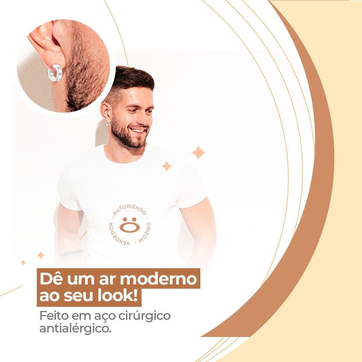 Miniatura Brinco Masculino Feminino Prata Aço Inox Argola Pressão 10Mm