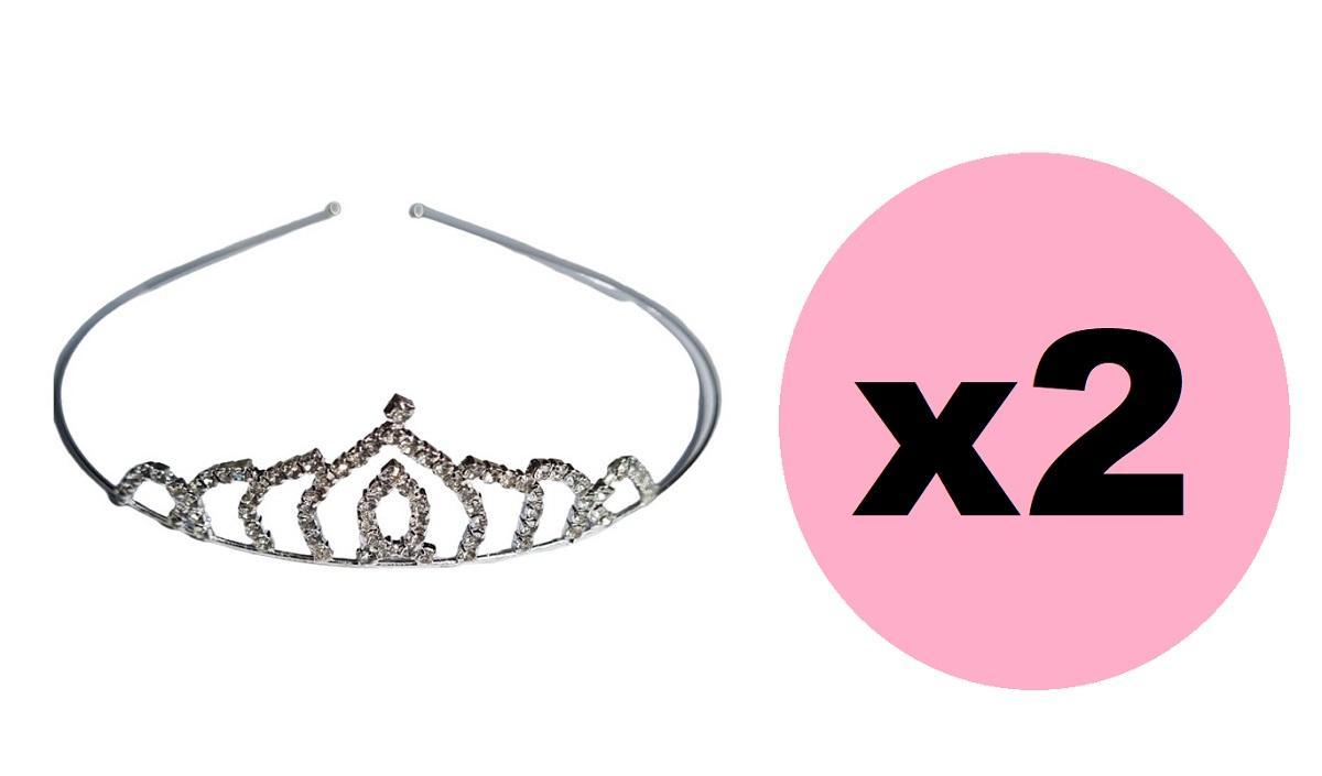 Miniatura Kit 2Tiara Coroa De Cabelo Strass Princesa Daminha