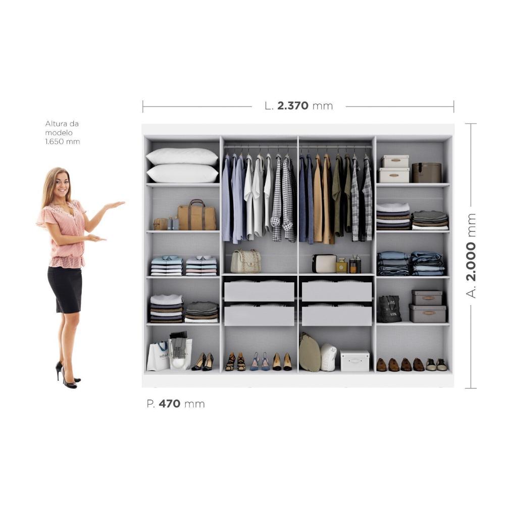 Miniatura Guarda Roupa Casal 8 Portas 4 Gavetas Paris Espresso Móveis Branco