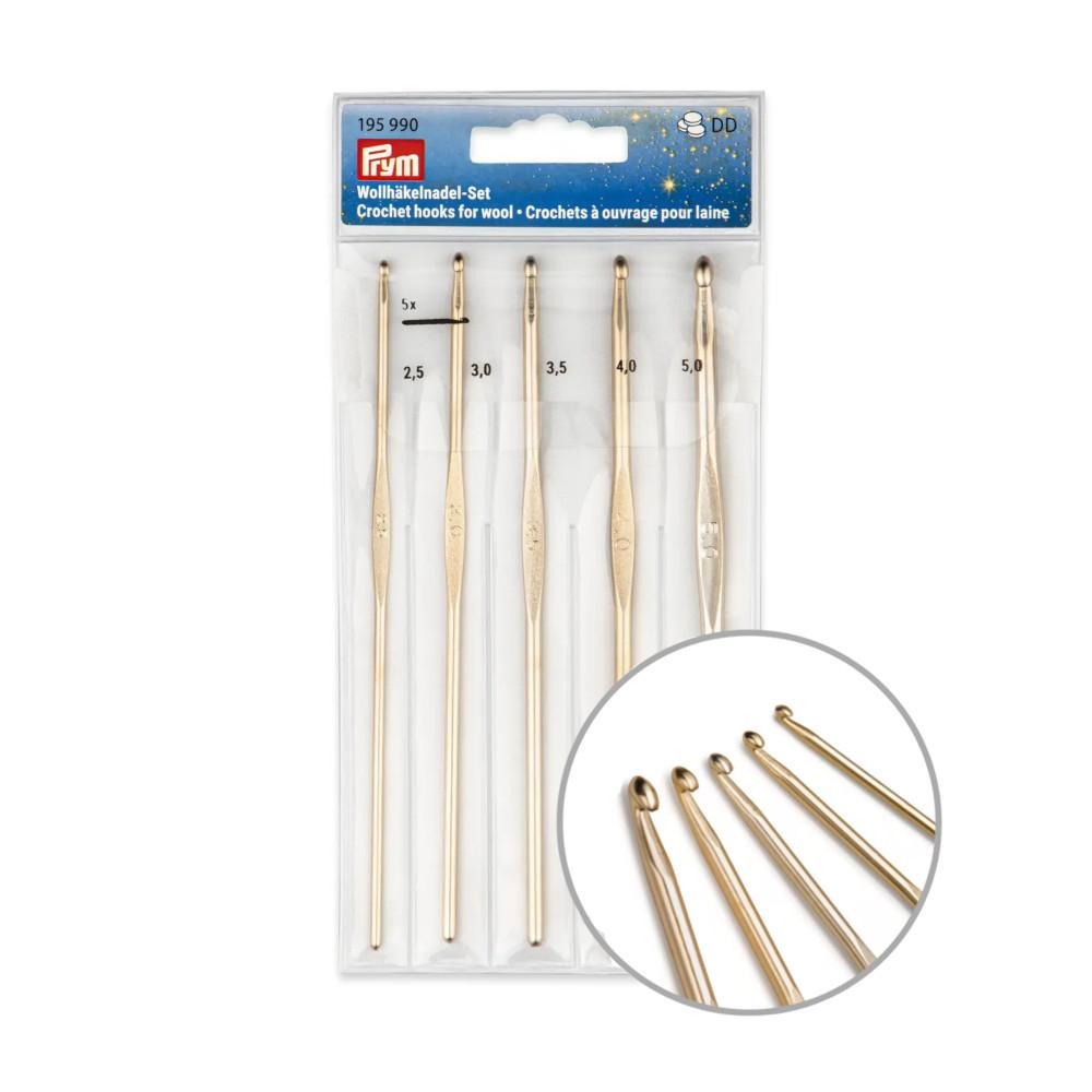Miniatura Kit Agulhas Para Crochê Prym New Gold Com 5 Peças