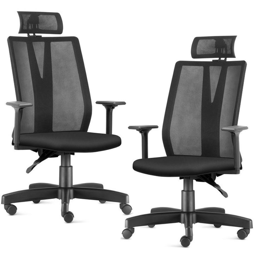 Miniatura Kit 2 Cadeiras De Escritório Apoio De Cabeça Addit F2