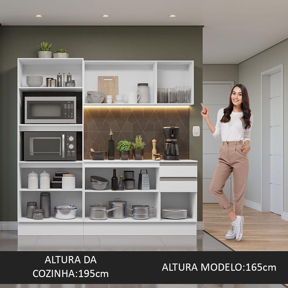 Armário de Cozinha Compacta 100% MDF 190 cm Smart Madesa 01 Branco