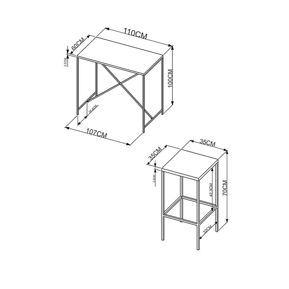Conjunto Mesa Bancada Com 04 Banquetas Alta Steel