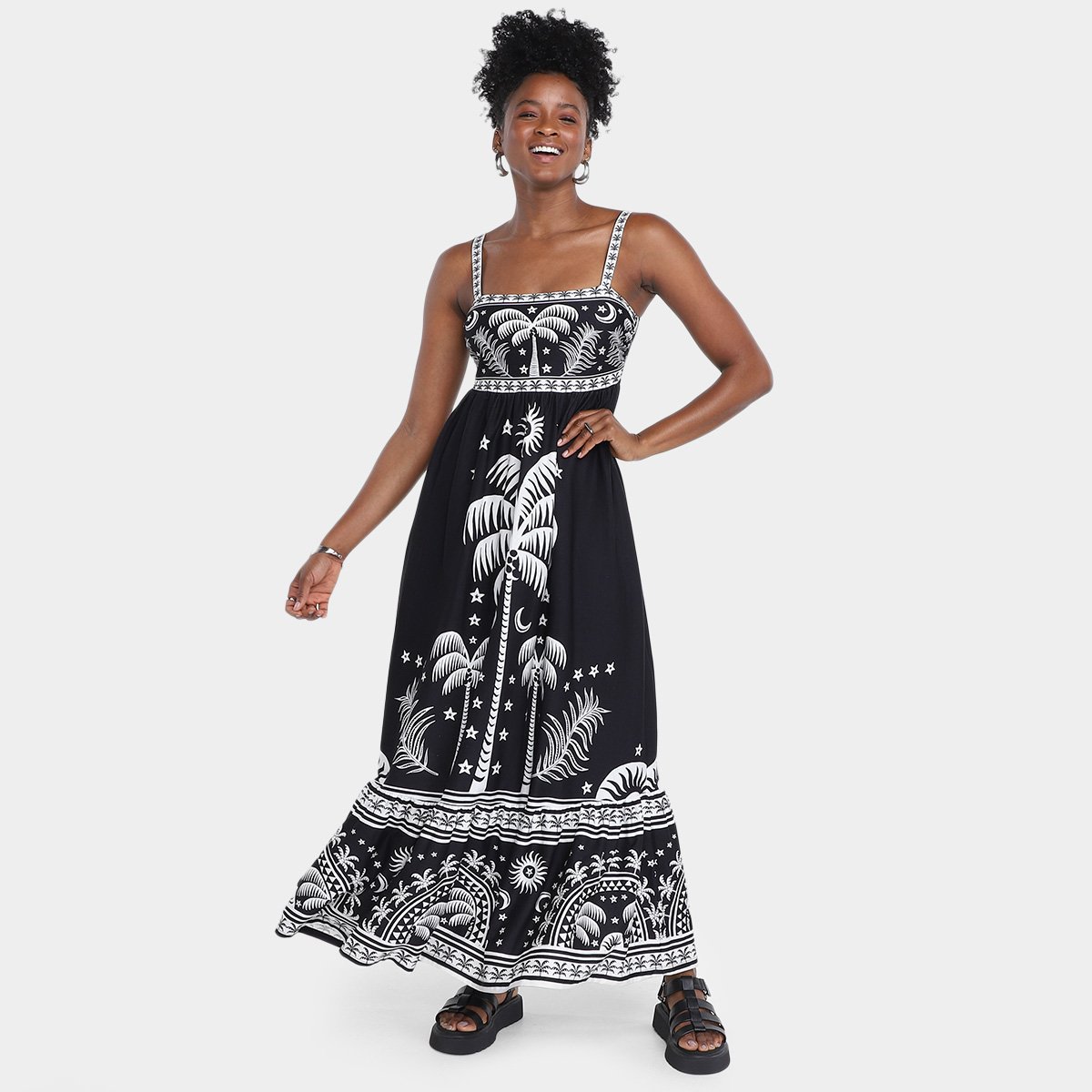 Miniatura Vestido Farm Cropped Coqueiral Feminino Preto - G
