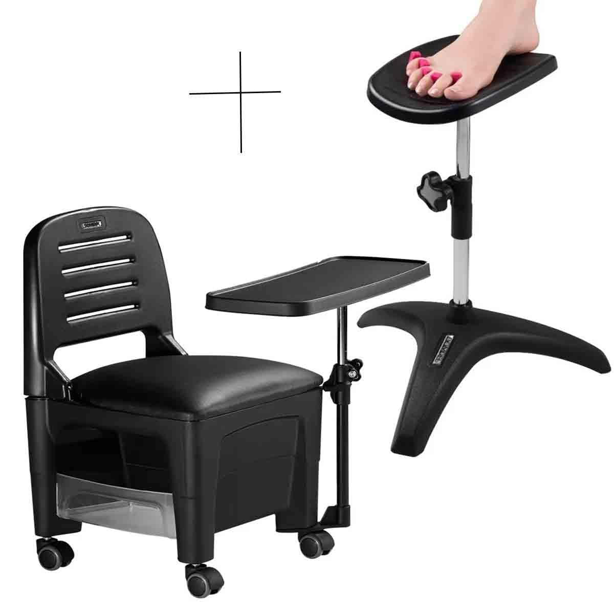 Miniatura Cadeira Ciranda Manicure Pedicure Com Mesa + Suporte P/Pes