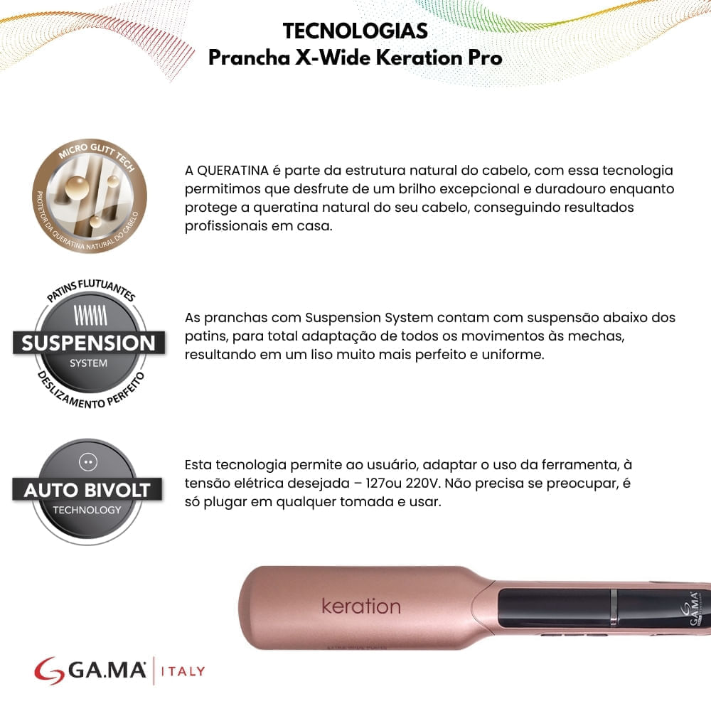 Prancha de Cabelo X-Wide Keration Pro Bivolt Bivolt