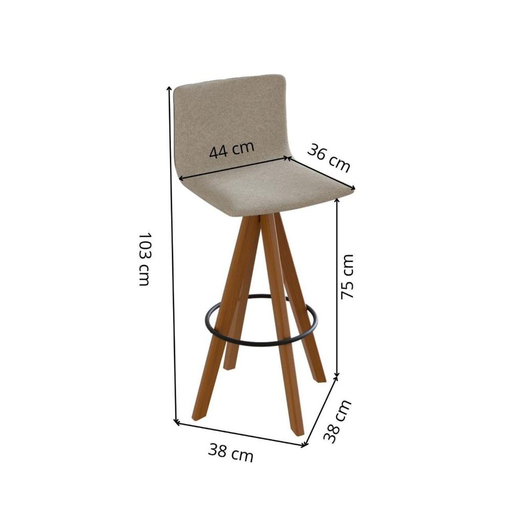 Miniatura Banqueta Giratoria Alta 75cm com Assento e Encostos Estofados Ref 257 Imbuia