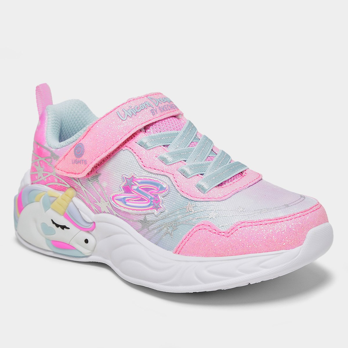 Miniatura Tênis Infantil Skechers Unicorn Dreams Wis Menina Azul+Rosa - 26