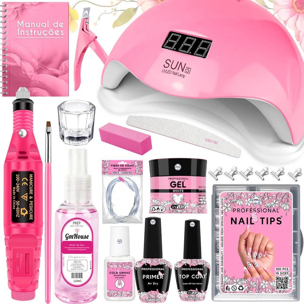 Miniatura 10X Kit Unha De Gel Alongamento Fibra De Vidro Tips Complet