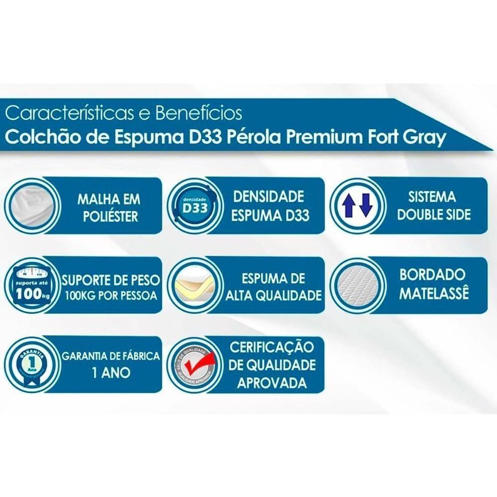 Miniatura Colchão Solteiro Espuma D33 Pérola Premium Gray (88x188x20) - Polar