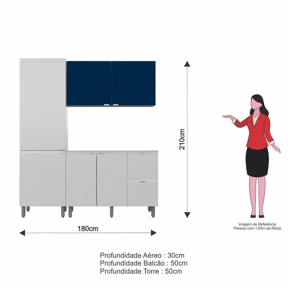 Miniatura Cozinha Completa em Aço Quadria 3 Peças Azul Noturno Metálico
