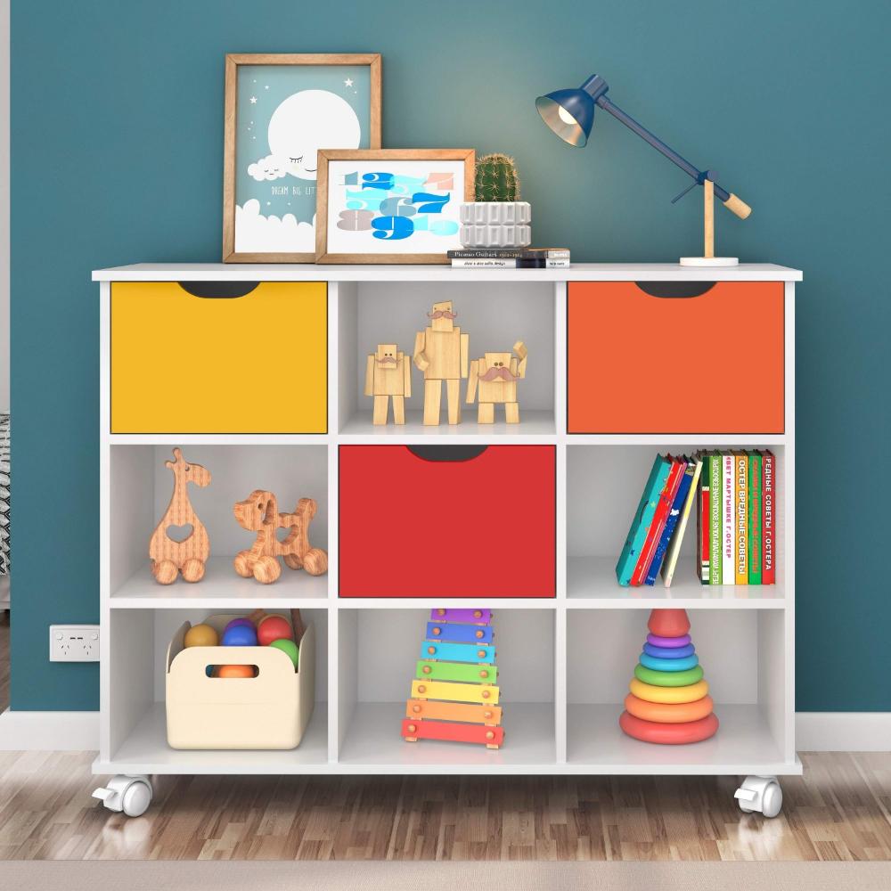 Miniatura Nicho Organizador com 3 Gavetas Qmovi Branco/Colorido