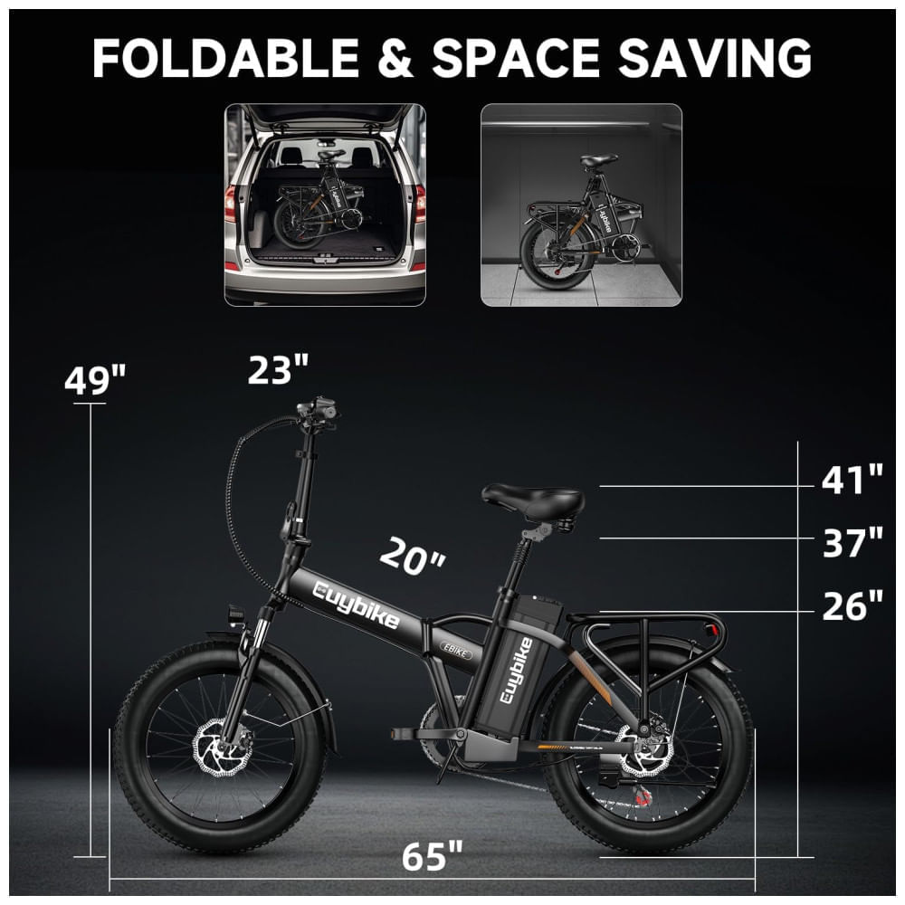 Miniatura Bicicleta Elétrica Dobrável Bluebiko F6B com Motor Brushless 750W (Pico 1000W), Bateria Removível 48V 20Ah, Freios a Disco Duplos e Sistema de