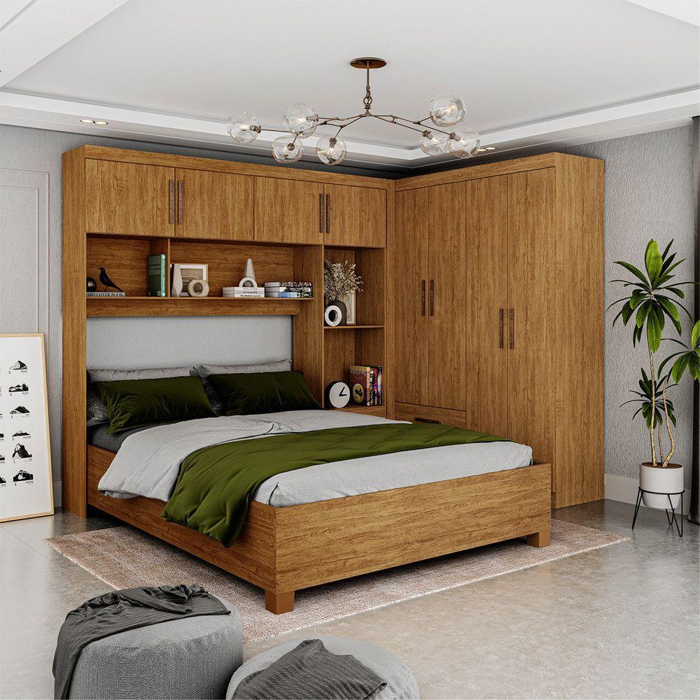 Miniatura Guarda Roupa Casal Modulado 4 Portas Hércules 4 Portas e 4 Gavetas Cinamomo