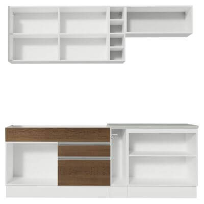 Cozinha Completa Madesa Parma com Armário e Balcão (Sem tampo e Pia) Branco/Rustic/Crema Cor:Branco/Rustic/Crema