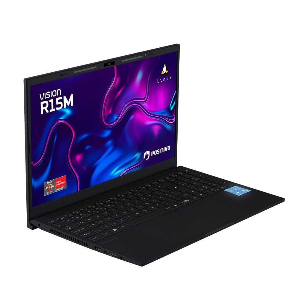 Notebook Positivo Vision R15M AMD Ryzen 7-5825U Linux 24GB RAM 512GB SSD Wi-Fi 6 - 15” Full HD IPS - Minitela - Preto