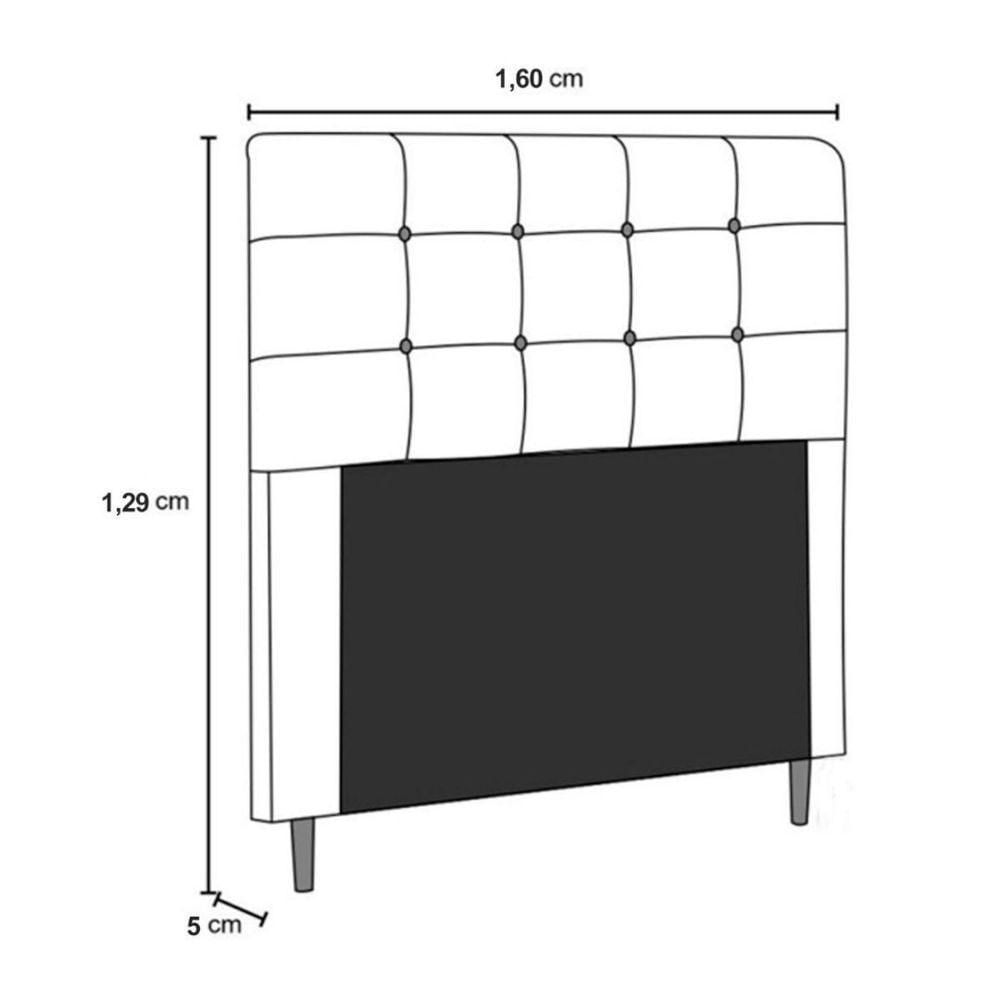 Miniatura Cabeceira Estofada Cama Queen 160 Cm Helena Corino Branco